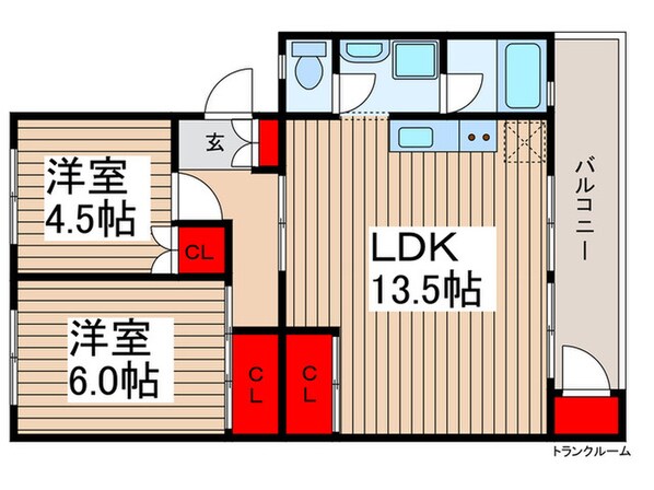 田園ハイツ川越2号棟（501）の物件間取画像